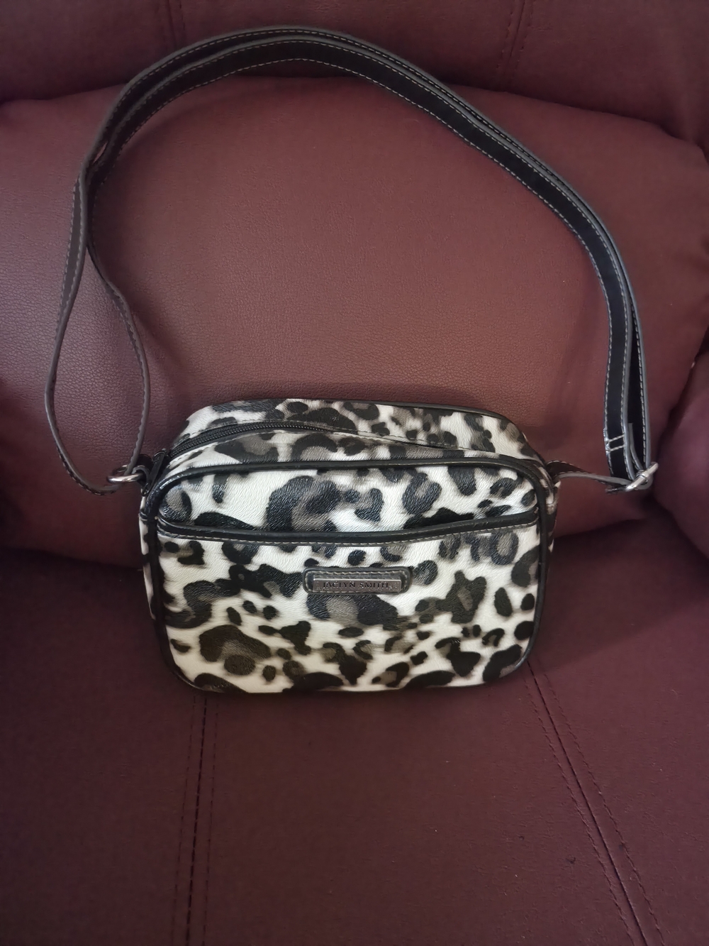 NWOT Jacklyn Smith Leopard Print Crossbody Bag - Black & White